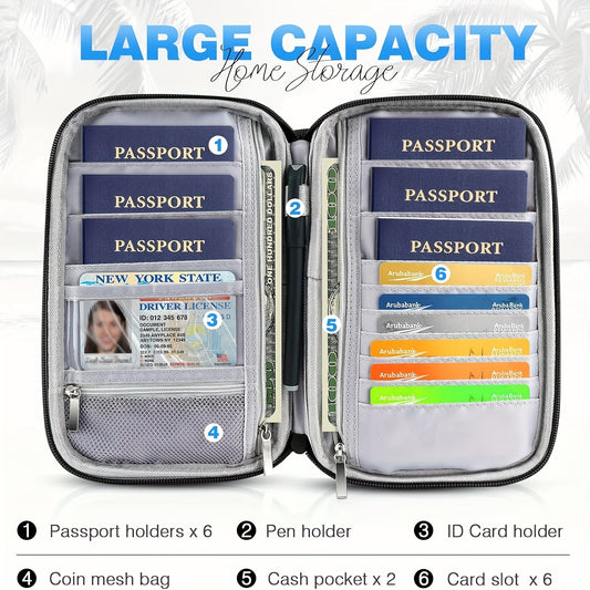 Passport Holder Family RFID Travel Document Organizer for Women Waterproof Passport Wallet Men Portable Case for Cards